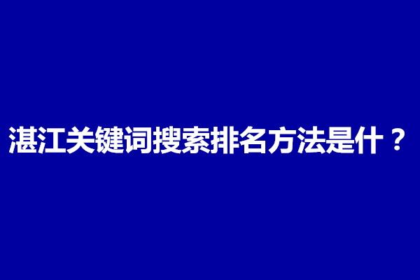 郑州湛江关键词搜索排名方法是什么？(图1)