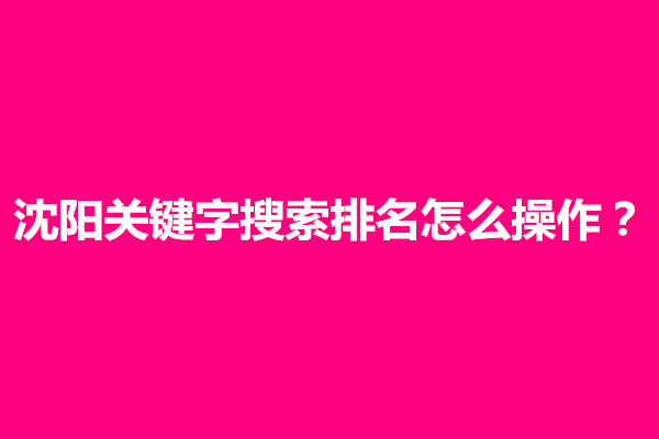 郑州科普一下沈阳关键字搜索排名怎么操作？(图1)