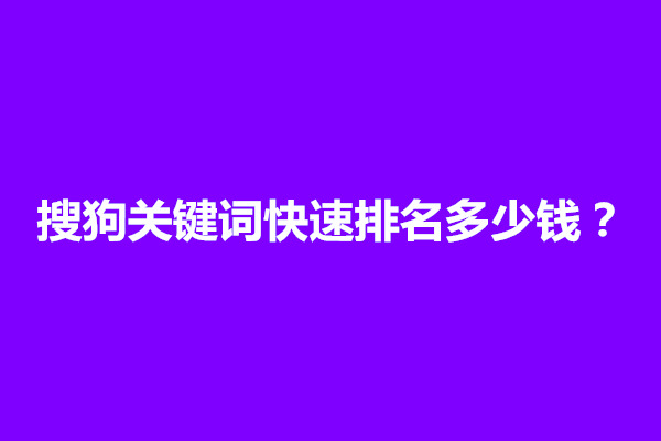 郑州搜狗关键词快速排名多少钱？收费标准介绍