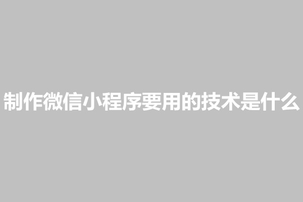 郑州制作微信小程序要用的技术是什么(图1)