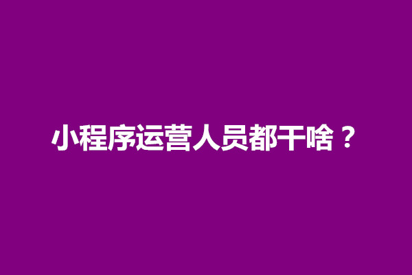 郑州小程序运营人员都干啥？小程序运营岗位职责是什么(图1)