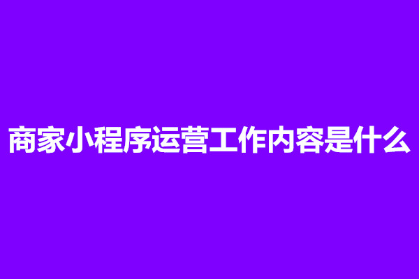 郑州商家小程序运营工作内容是什么(图1)