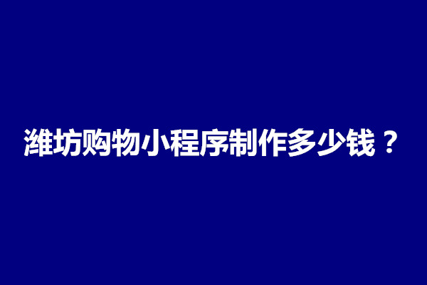 郑州潍坊购物小程序制作多少钱？好做吗