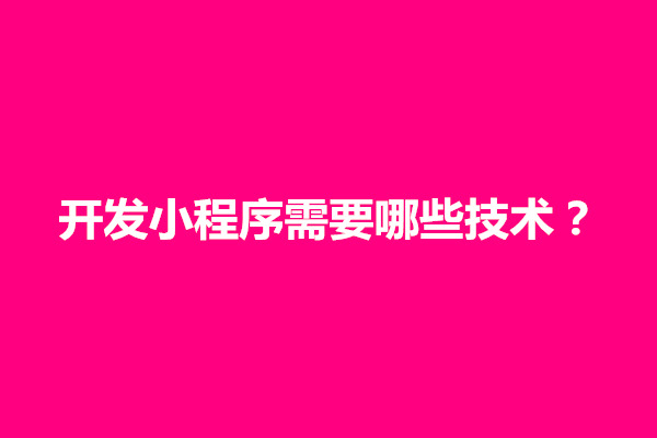 郑州开发小程序需要哪些技术？有什么优势(图1)