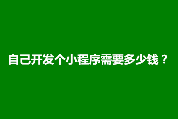 郑州自己开发个小程序需要多少钱？需要学什么(图1)