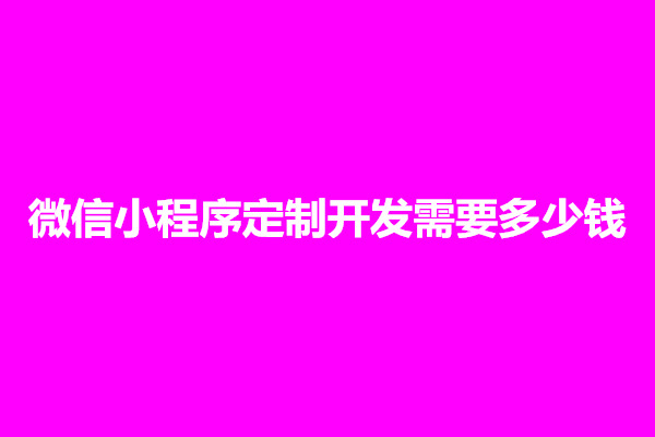 郑州微信小程序定制开发需要多少钱