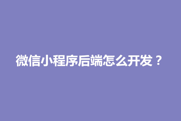 郑州微信小程序后端怎么开发？小程序开发报价怎么算(图1)