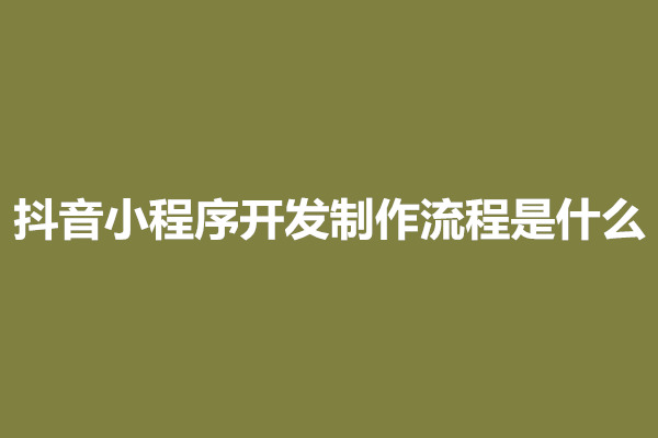 郑州抖音小程序开发制作流程是什么