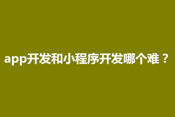 郑州app开发和小程序开发哪个难？一样吗