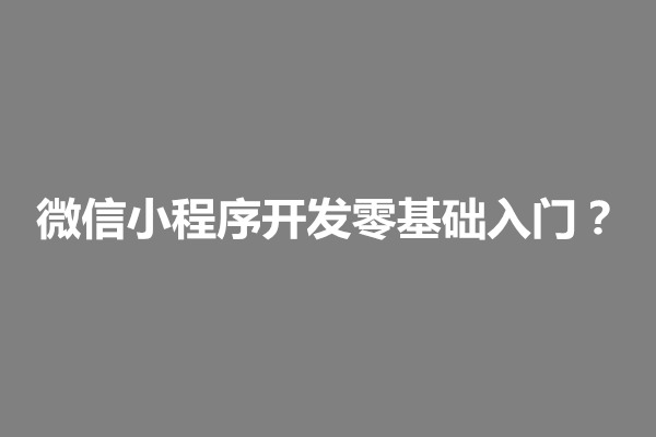 郑州微信小程序开发零基础入门？怎么做(图1)