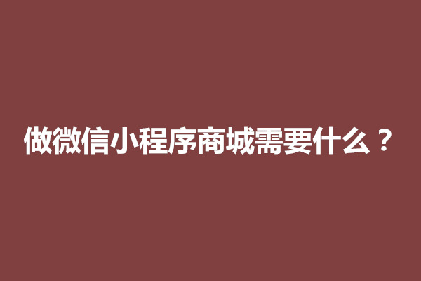 郑州做微信小程序商城需要什么