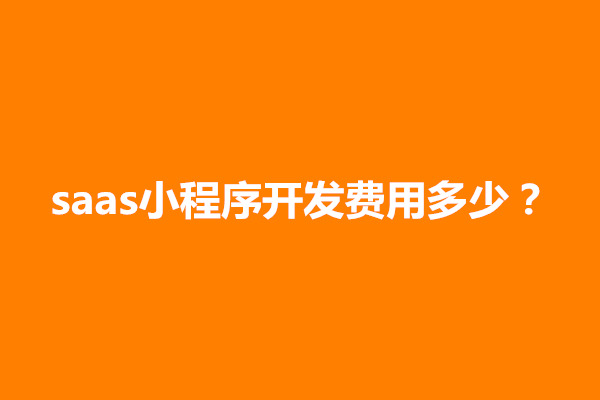 郑州saas小程序开发费用多少