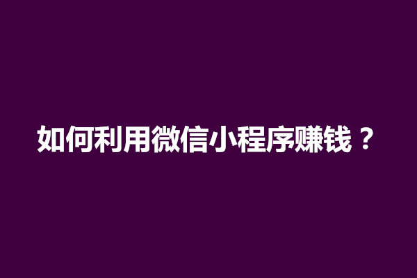 郑州如何利用微信小程序赚钱？有什么盈利方法(图1)