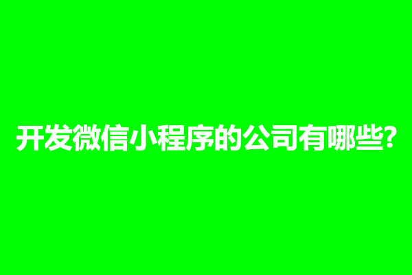 郑州开发微信小程序的公司有哪些?叫什么名字(图1)