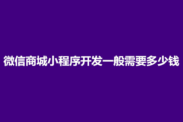 郑州微信商城小程序开发一般需要多少钱