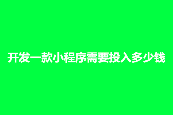 郑州开发一款小程序需要投入多少钱(图1)