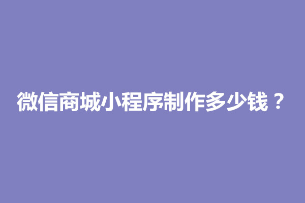 郑州微信商城小程序制作多少钱？(图1)