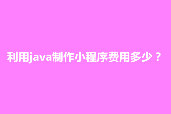 郑州利用java制作小程序费用多少？(图1)