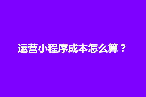 郑州运营小程序成本怎么算？怎么盈利