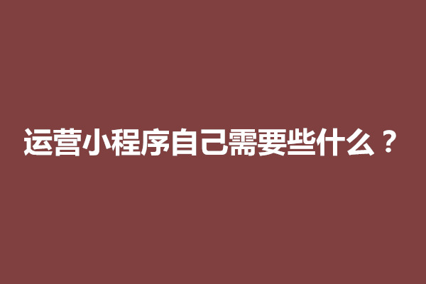 郑州运营小程序自己需要些什么？需要具备什么能力(图1)