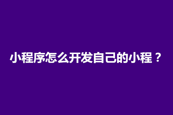 郑州小程序怎么开发自己的小程？要用什么语言(图1)