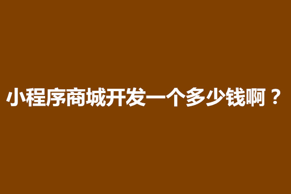 郑州小程序商城开发一个多少钱啊？哪家好