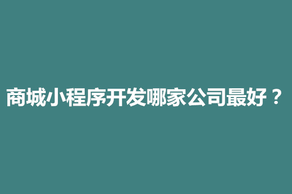 郑州商城小程序开发哪家公司最好？哪家强