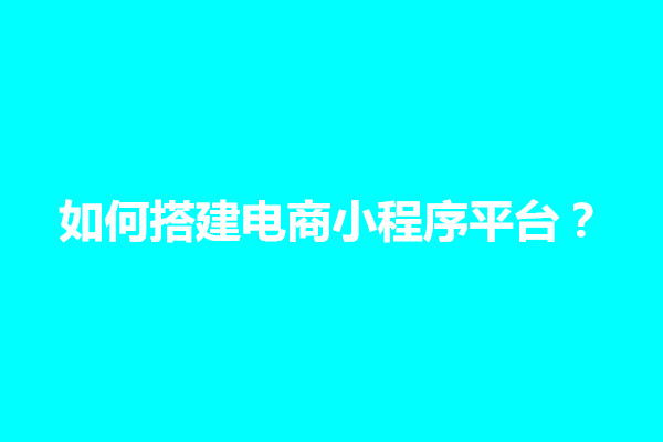 郑州如何搭建电商小程序平台？如何开发(图1)